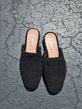 Primark Black Bouclé Slip-On Mules